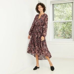 Bishop Printed Long-Sleeved Velvet Flocked Dress by Knox Rose for Target